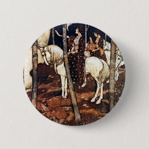 Chapa Redonda De 5 Cm Doncellas en los botones de los caballos blancos