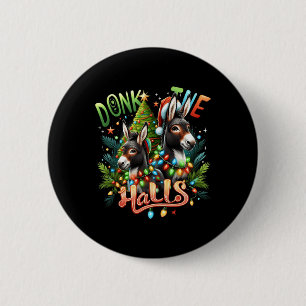 Chapa Redonda De 5 Cm Donk The Halls Navidades Burros Enfrentados En Cri