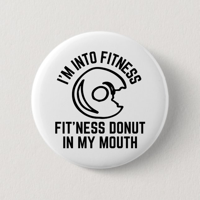 Chapa Redonda De 5 Cm Donut Fitness Funny (Anverso)