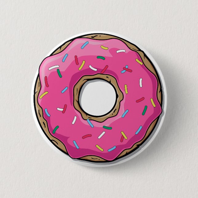 Chapa Redonda De 5 Cm Donut rosado personalizado con rociadores (Anverso)