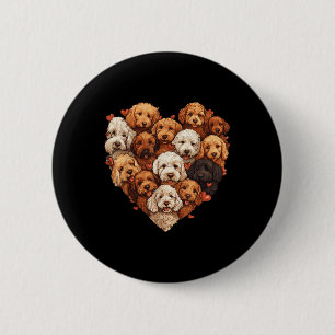 Chapa Redonda De 5 Cm Doodle Corazón en forma de Cute Goldendoodle Perro