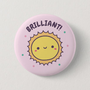 Chapa Redonda De 5 Cm Doodle de Sol Adorable Brillante