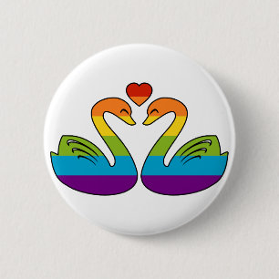 Chapa Redonda De 5 Cm Dos cisnes del arco iris