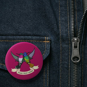 Chapa Redonda De 5 Cm Dos Personalizados de Hummingbirds de colores vivo