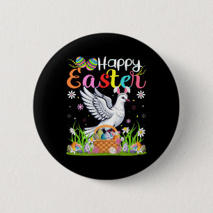 Chapa Redonda De 5 Cm Dove Bird Happy Easter Egt Hunt Bunny Ear Dove Eas