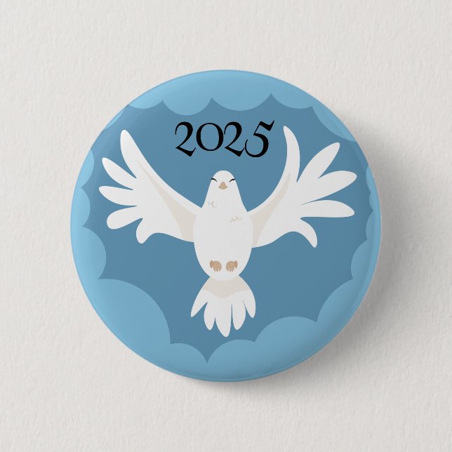 Chapa Redonda De 5 Cm Dove Espíritu Santo Custome Año Pentecostés (Anverso)