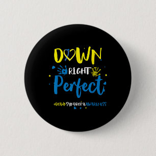 Chapa Redonda De 5 Cm Down Right Perfect - Down Syndrome Awareness Ribbo