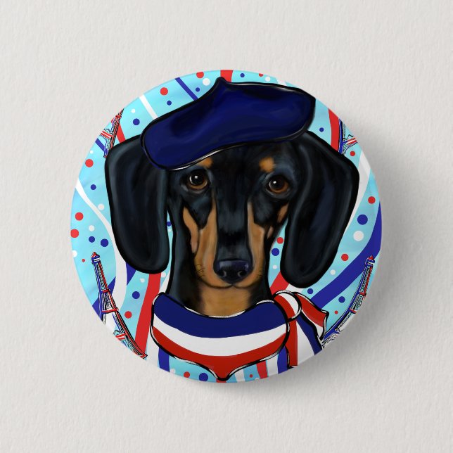 Chapa Redonda De 5 Cm Doxie Francés (Anverso)