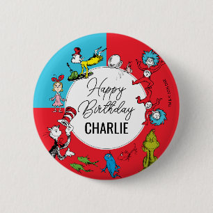 Chapa Redonda De 5 Cm Dr. Seuss - Personajes Cumpleaños de niños