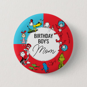 Chapa Redonda De 5 Cm Dr. Seuss - Personajes Cumpleaños de Niños