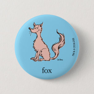 Chapa Redonda De 5 Cm Dr. Seuss Zorro Rosa