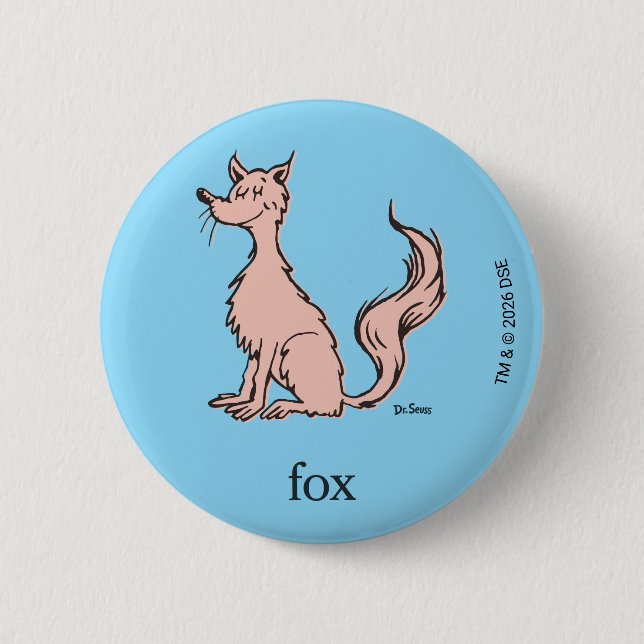 Chapa Redonda De 5 Cm Dr. Seuss | Zorro Rosa (Anverso)