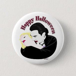 Chapa Redonda De 5 Cm Drácula, Feliz Halloween