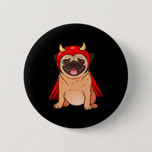 Chapa Redonda De 5 Cm Dracula Pug Vampiro Perro Lindo Disfraz de Hallowe