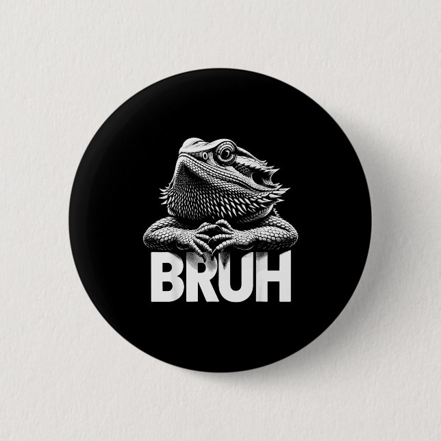 Chapa Redonda De 5 Cm Dragón Barbudo Bruh (Anverso)