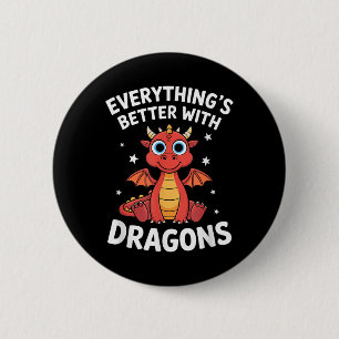 Chapa Redonda De 5 Cm Dragón Cute Lover Adultos O Niños Chicas Dragón
