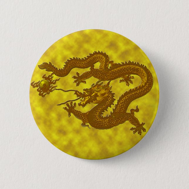 Chapa Redonda De 5 Cm Dragón de la moneda de oro (Anverso)