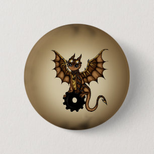 Chapa Redonda De 5 Cm Dragón de Steampunk