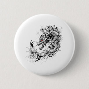 Chapa Redonda De 5 Cm Dragon Fantasy Wild Animal Ilustracion Tattoo