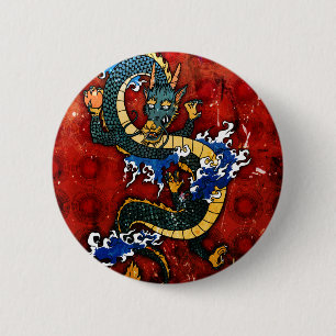 Chapa Redonda De 5 Cm Dragón japonés - Buena fortuna