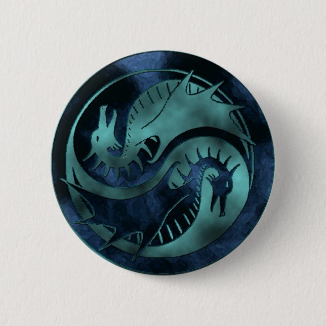 Chapa Redonda De 5 Cm Dragón Yin Yang (Anverso)