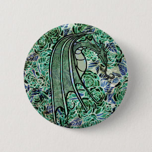 Chapa Redonda De 5 Cm Dragones Rosas Green Nature Dragons Resumen Rosa