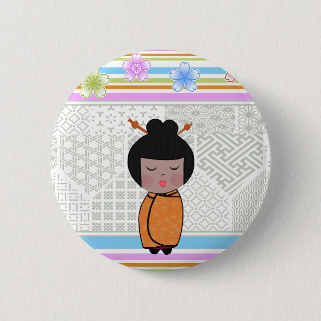 Chapa Redonda De 5 Cm dragonflies kokeshi (Anverso)