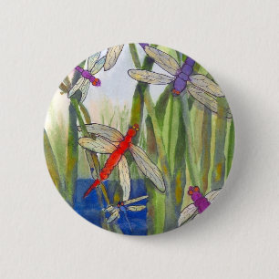 Chapa Redonda De 5 Cm Dragonflies Summer
