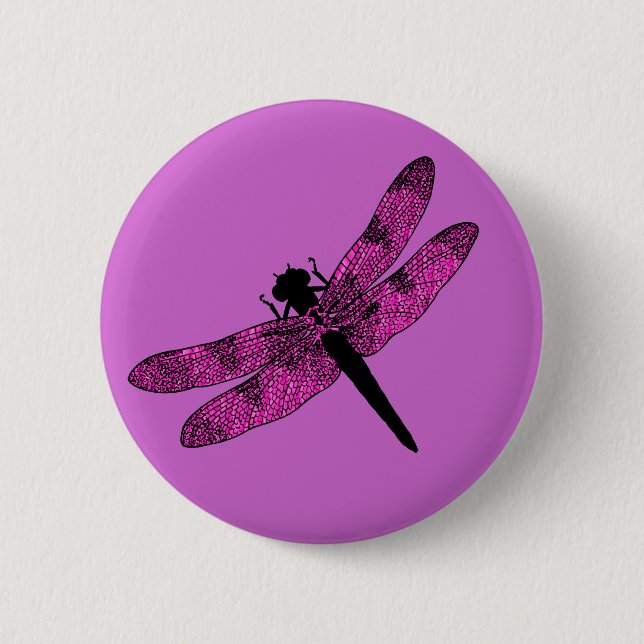 Chapa Redonda De 5 Cm Dragonfly alga rosa (Anverso)