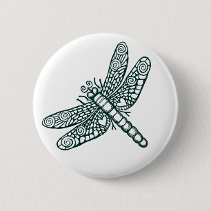Chapa Redonda De 5 Cm Dragonfly - B&W