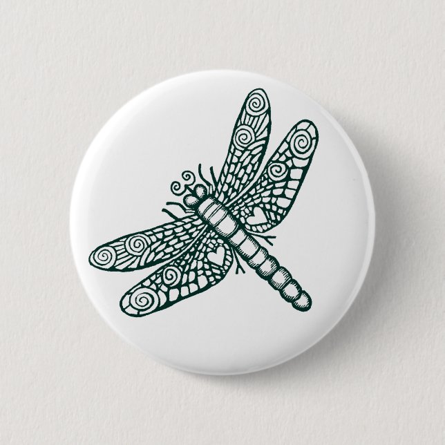 Chapa Redonda De 5 Cm Dragonfly - B&W (Anverso)