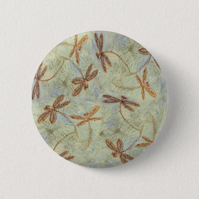 Chapa Redonda De 5 Cm Dragonfly Dance Gold (Anverso)