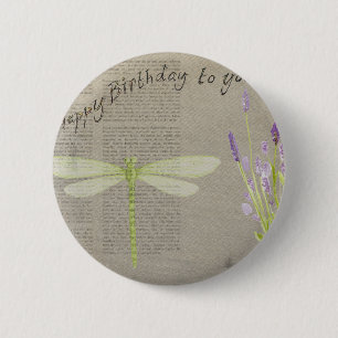 Chapa Redonda De 5 Cm dragonfly happy birthday