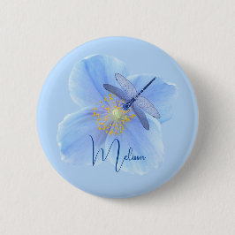Chapa Redonda De 5 Cm Dragonfly on Blue Poppy button