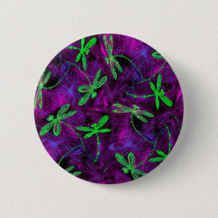 Chapa Redonda De 5 Cm Dragonismo verde anime en rosa caliente y morado