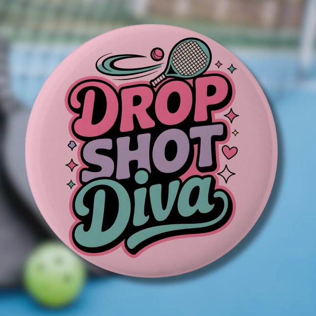 Chapa Redonda De 5 Cm Drop Shot Diva – Fierce Pickleball Player (Subido por el creador)