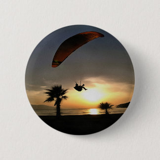 Chapa Redonda De 5 Cm Dropzone At Dusk Adventure Paraglider Art
