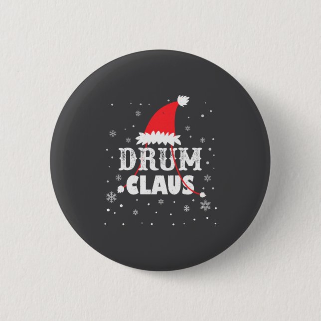 Chapa Redonda De 5 Cm Drum Claus Santa Christmas Drummer Long Sleeve  (Anverso)