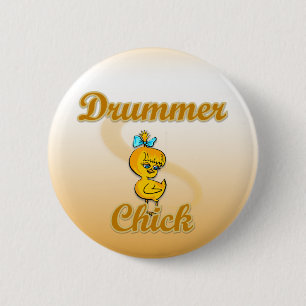 Chapa Redonda De 5 Cm Drummer Chick