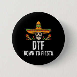 Chapa Redonda De 5 Cm Dtf Abajo A La Fiesta Divertida Calavera Mexicana