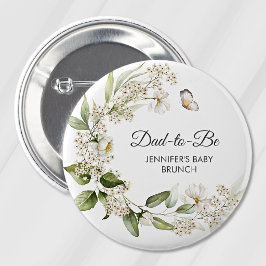 Chapa Redonda De 5 Cm Ducha/Brunch Bohemio de Bebé con Peonías Blancas p