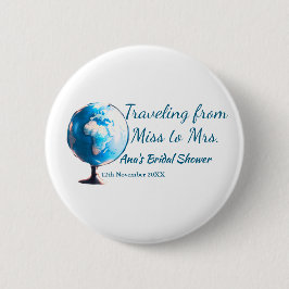 Chapa Redonda De 5 Cm Ducha de novia viajera agregar nombre fecha señori