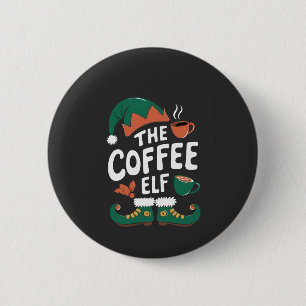 Chapa Redonda De 5 Cm Duende del café Navidad Divertido Cafeína Amantes 