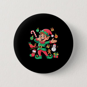 Chapa Redonda De 5 Cm Duende haciendo Dabbing Papá Noel Trineo Muñeco de