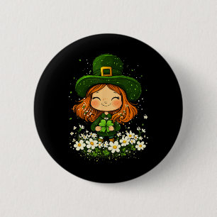 Chapa Redonda De 5 Cm Duende hembra trébol chicas día de San Patricio L