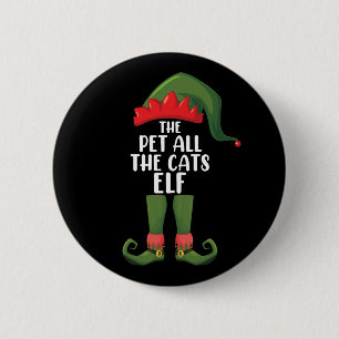 Chapa Redonda De 5 Cm Duende que acaricia a todos los gatos, Navidad fam