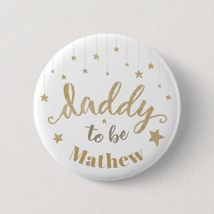 Chapa Redonda De 5 Cm Dulce Estrellita Brillo de Oro Baby Shower Papá po
