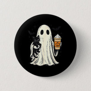 Chapa Redonda De 5 Cm Dulce fantasma de Halloween sosteniendo gato negro