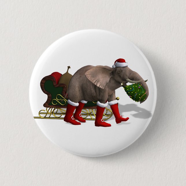 Chapa Redonda De 5 Cm Dulce Santa Claus Elephant (Anverso)