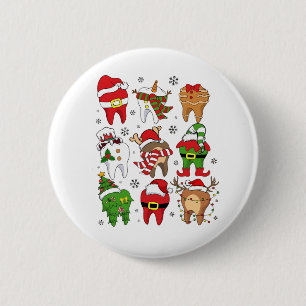 Chapa Redonda De 5 Cm Dulces Personajes Dentales de Navidad Fun Holiday